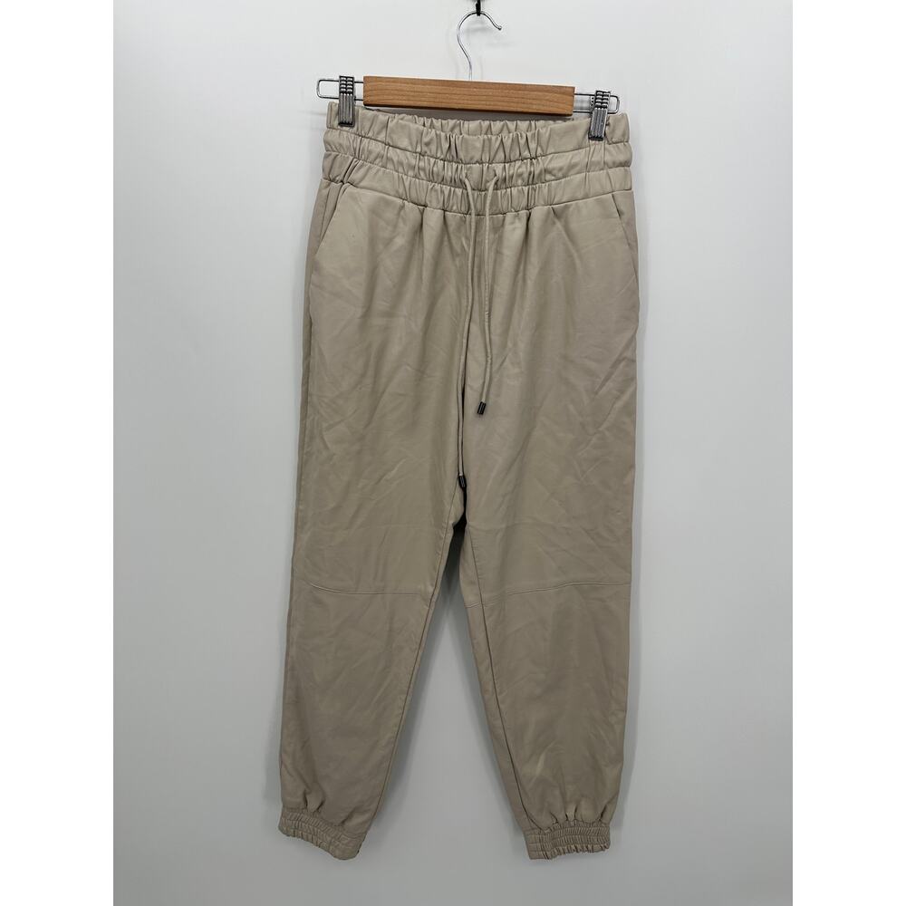 Do+Be Womens Cream Faux Leather Jogger Pants Size S Pull On High‎ Rise Y20420